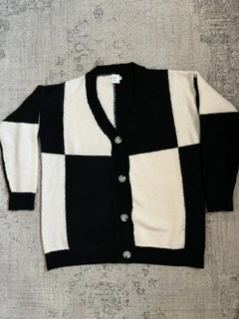 🧡3/15 Luna Ivy Black White Oversized Cardigan Women's S
